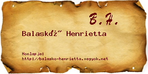 Balaskó Henrietta névjegykártya